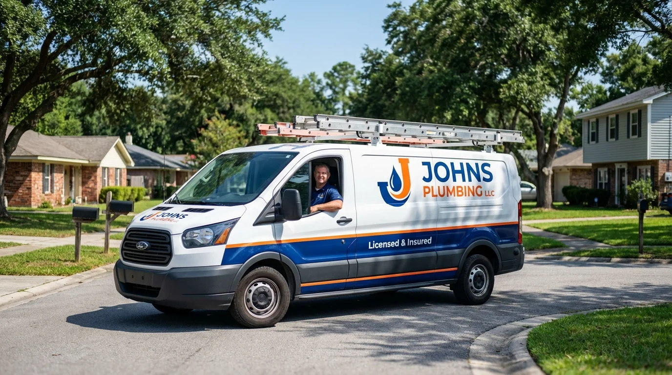 Johns Plumbing LLC service van in Bernardsville, NJ