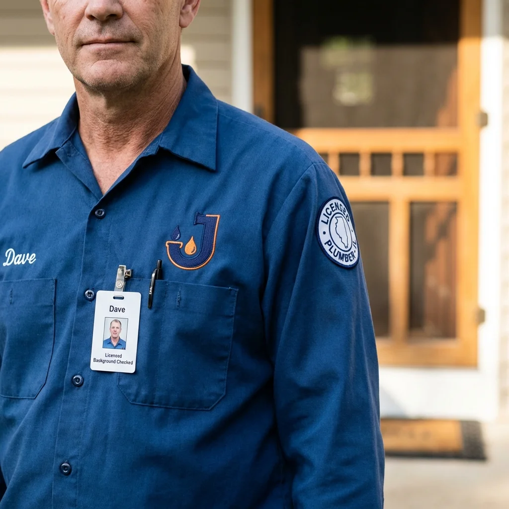 Licensed plumber showing ID badge in Bernardsville, NJ
