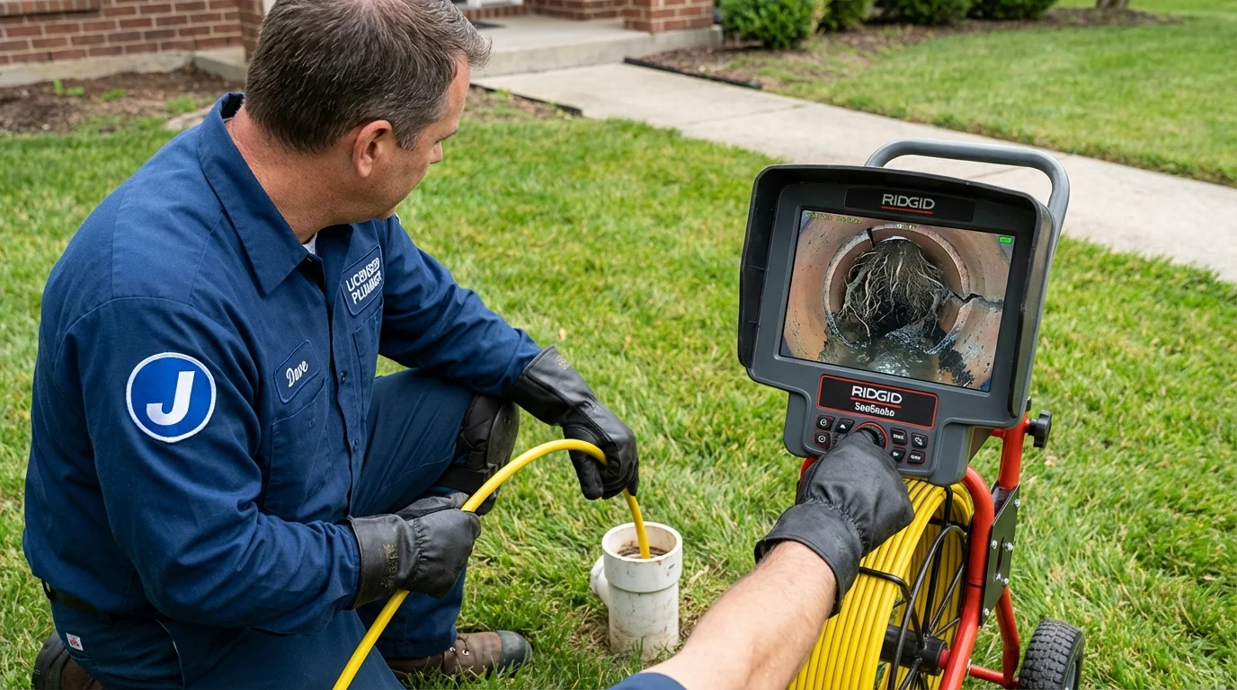 Sewer camera inspection being performed by Johns Plumbing LLC in Bernardsville
