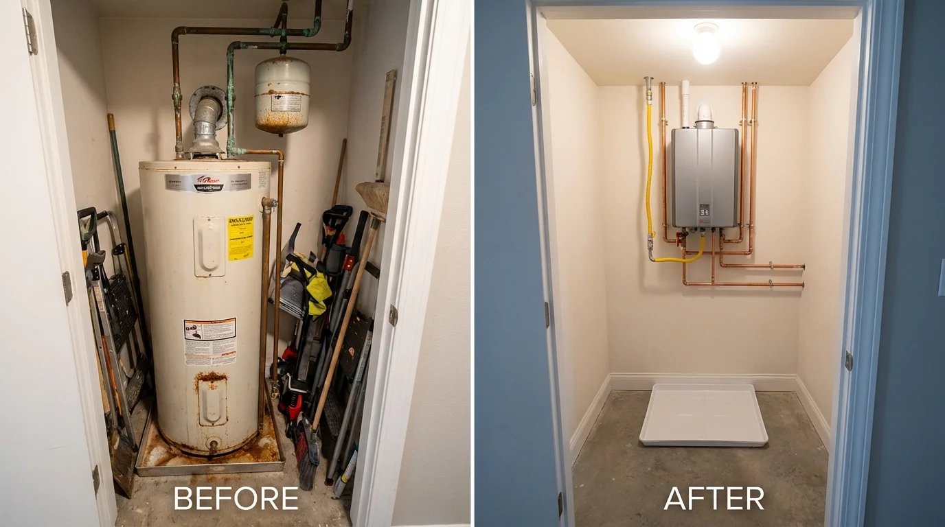 Tank water heater versus wall-mounted tankless unit comparison for Bernardsville, NJ homeowners